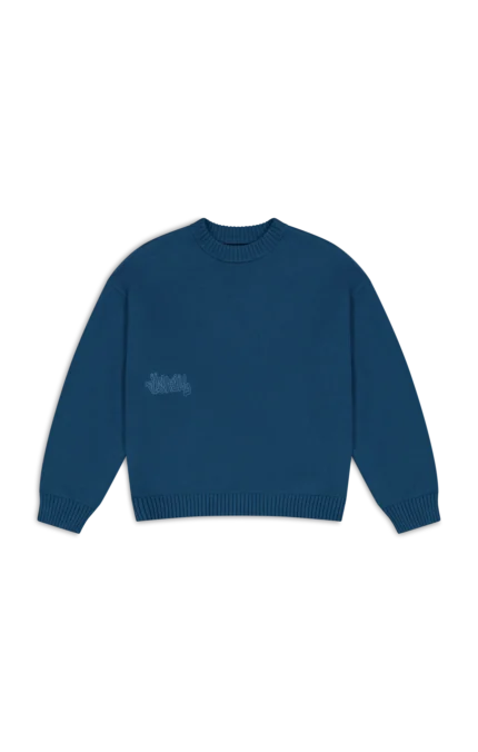 BLUE SANSCRIPT KNIT