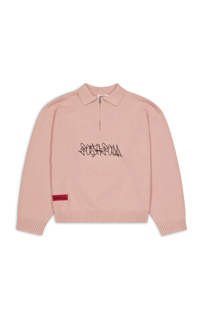 ROSE SMOKE ZIP KNIT