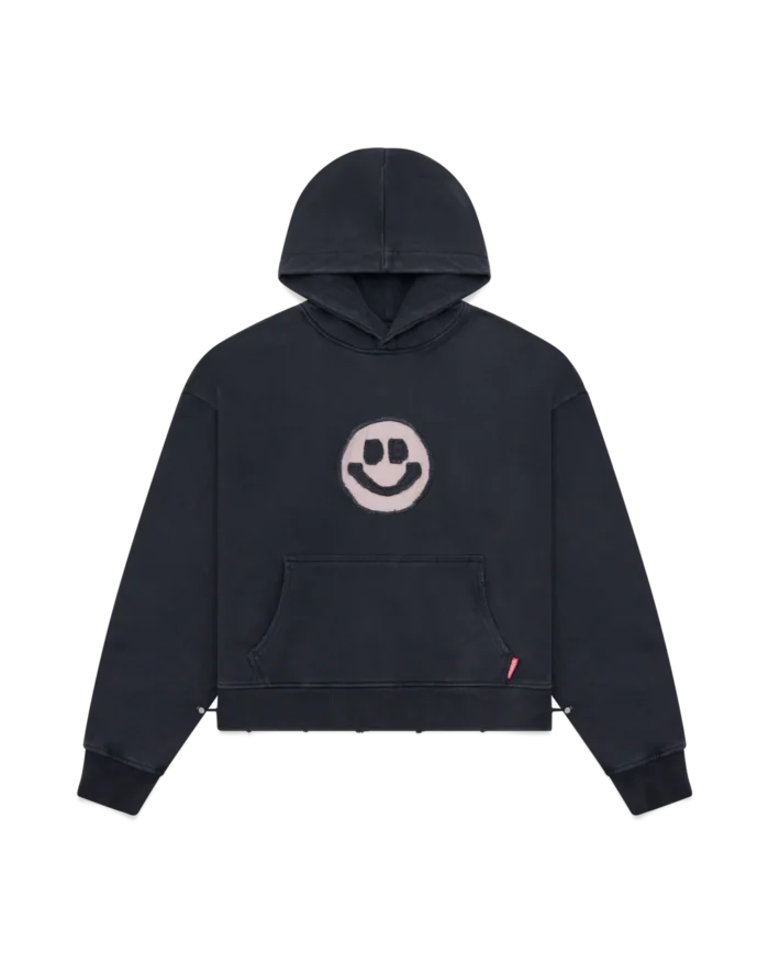 VINTAGE BLACK ROSE SMOKE SMILEY HOODIE