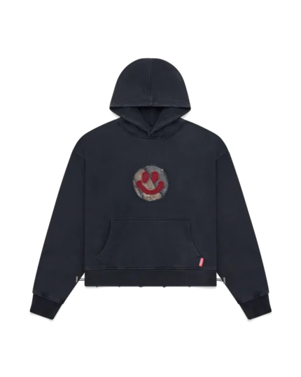VINTAGE BLACK CAMO SMILEY HOODIE
