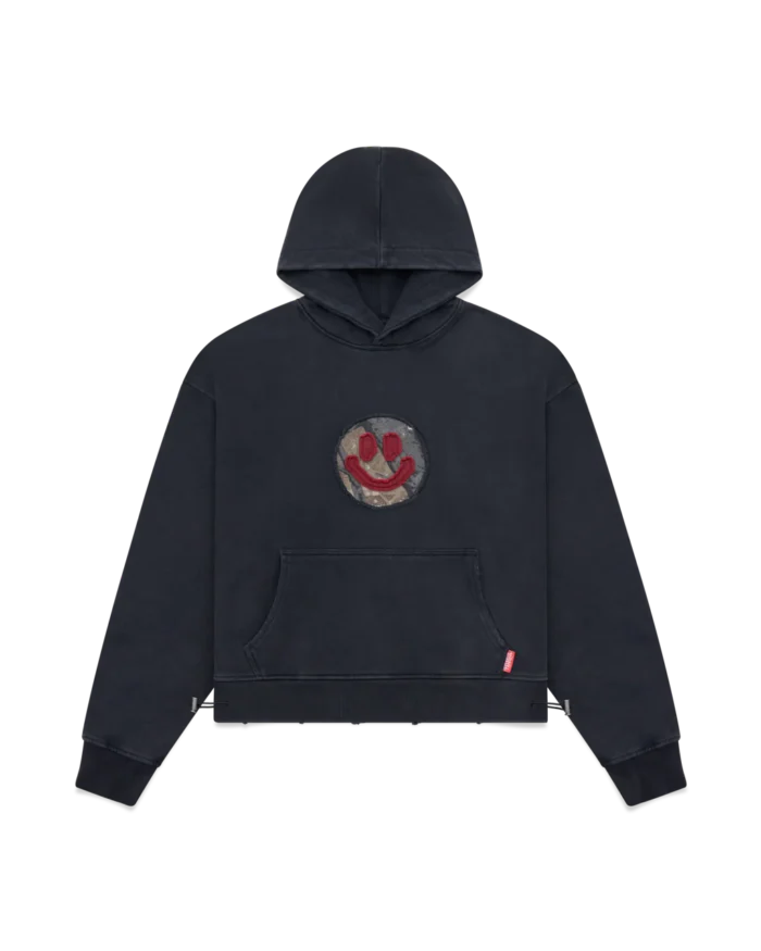 VINTAGE BLACK CAMO SMILEY HOODIE